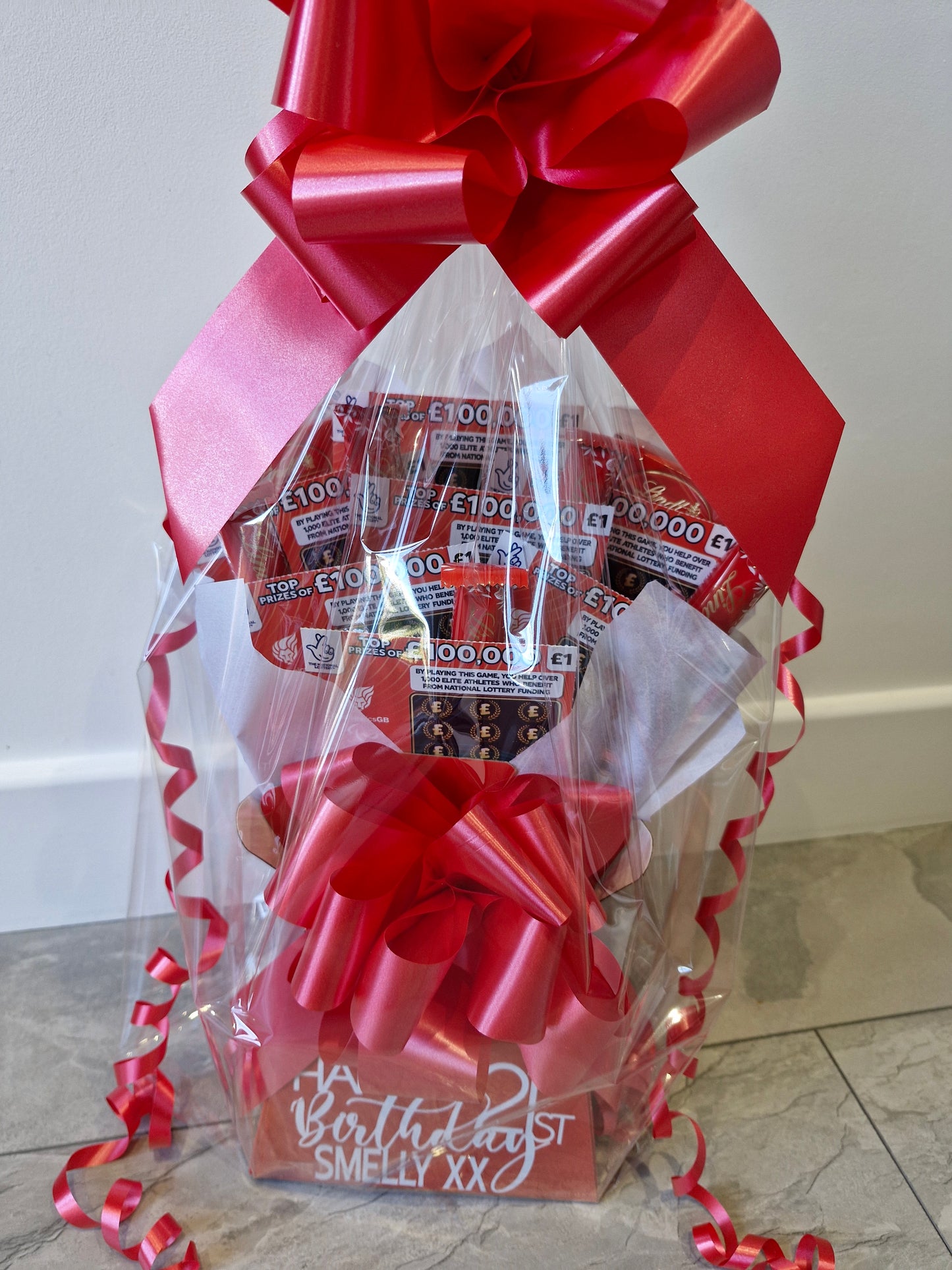 Personalised lindt chocolate & scratch card bouquet